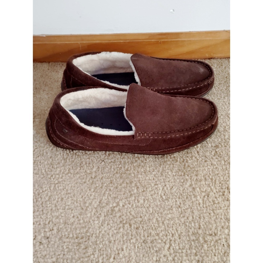 Abeo Women 10.5 Brown Suede Fleece Lined Orthotic Comfort Slip On House Slipper*